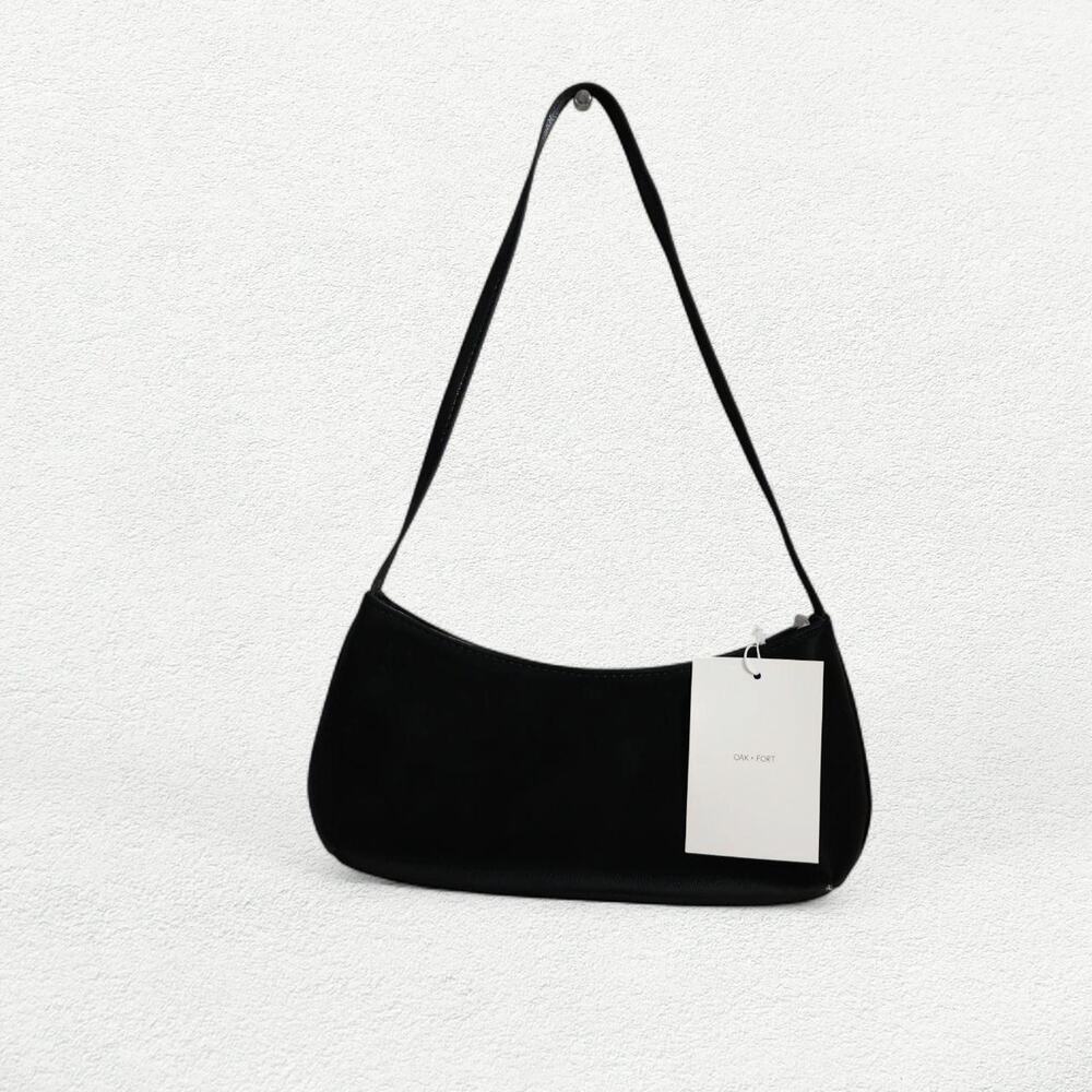 Oak + Fort Velvet Shoulder Bag in Black